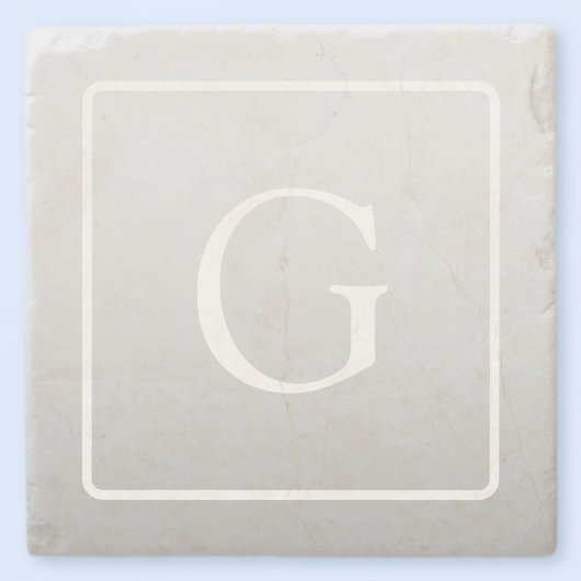 淡いグレーのグラデーション姓モノグラム ストーンコースター