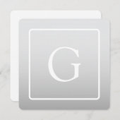 淡いグレーのグラデーション姓モノグラム ノートカード (正面/裏面)