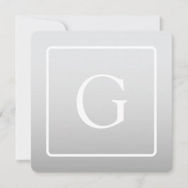 淡いグレーのグラデーション姓モノグラム ノートカード