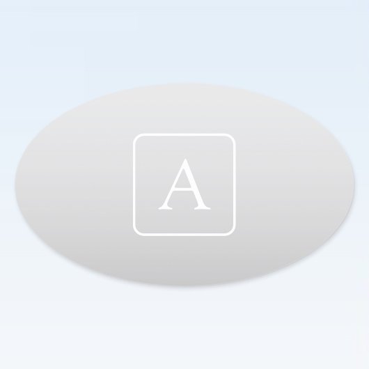 淡いグレーのグラデーション姓モノグラム 楕円形シール