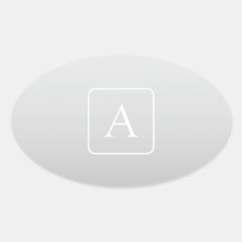 淡いグレーのグラデーション姓モノグラム 楕円形シール