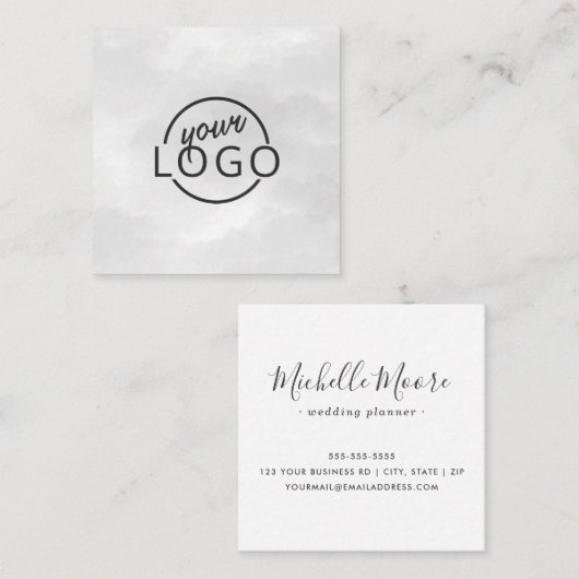 淡いグレーの水色のカスタムプロフェッショナル スクエア名刺 (正面/裏面)