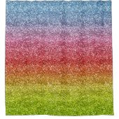 淡いグレー、赤、黄色のグラデーショングリッター シャワーカーテン (正面)