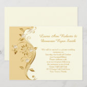 淡いゴールドと華麗なゴールドの花 受付のみ 招待状 (正面/裏面)