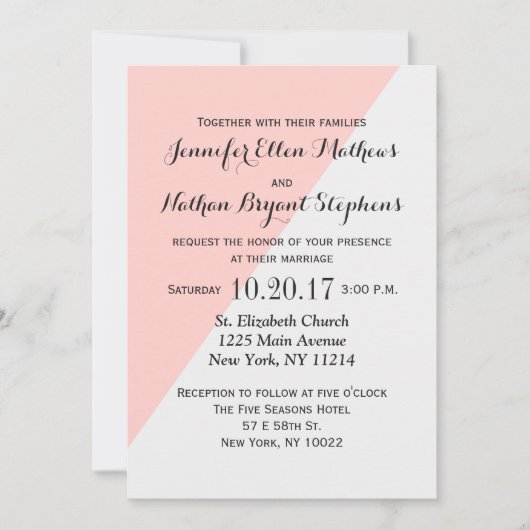 淡いサケと灰色の2トーン 招待状 (正面)