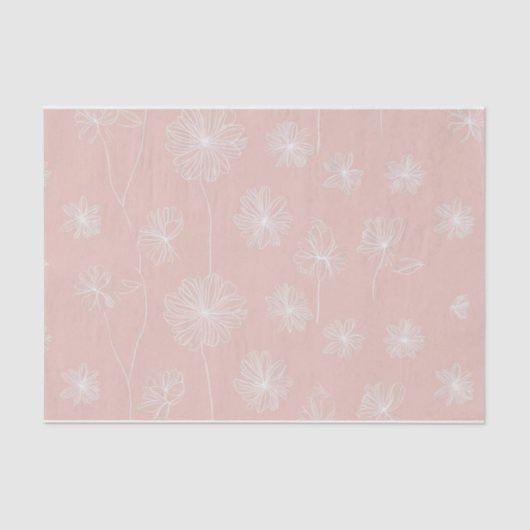淡いサーモンピンクに繊細な白の花をあしらった、ヴィンテージ調のデザインです。 薄葉紙 (正面)