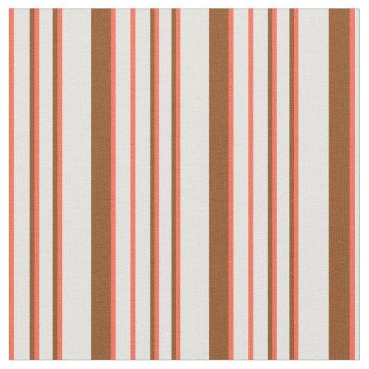 淡いシアン、赤、茶色の線 ファブリック (クローズアップ)