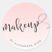 淡いシンプルピンクの手書き筆跡 ラウンドシール (正面)