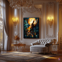 淡いステンドグラスの超現実的なアートワークの手