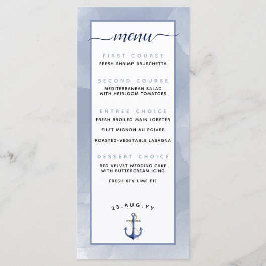🌊淡いダスティーブルーの海辺のウェディング メニュー (正面)