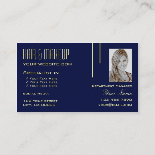 淡いダークインディゴブルーとフォトプロフェッショナル 名刺 (裏面)