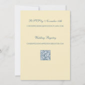 淡いバターイエローとソフトブルーの花柄ウェディング 招待状 (裏面)