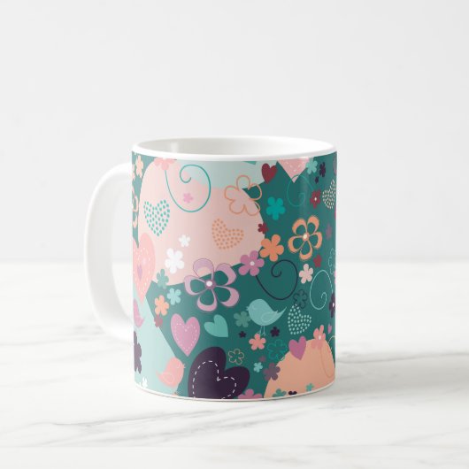 淡いパステルカラーが輝く、夢のような庭園　カフェ ムー コーヒーマグカップ (正面左)