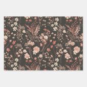 淡いパステルピンクの水彩花飾り ラッピングペーパーシート (正面2)