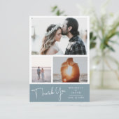 淡いパステル スレートブルー | 感謝の写真カード 出欠カード (スタンド正面)