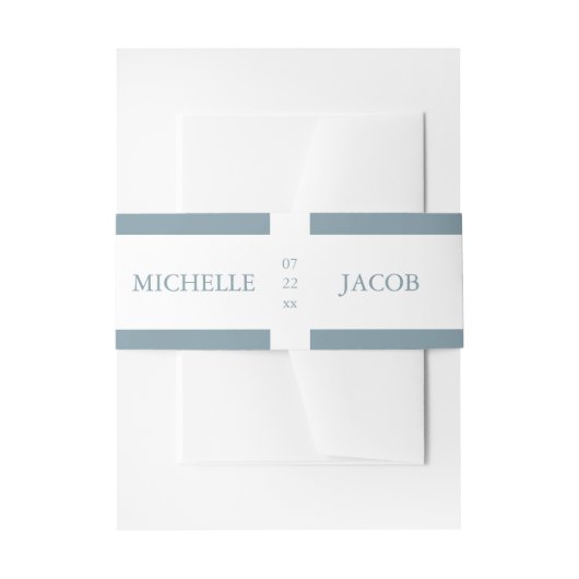 淡いパステル スレート ブルー | ウェディング ベリー バンド 招待状ベリーバンド (正面例)