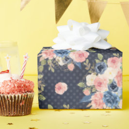 淡いパステル フラワー ソフト ブラッシュ ピンク&ラベンダー ラッピングペーパー