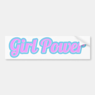 淡いピンクおよび淡いブルーの女の子力 バンパーステッカー