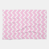 淡いピンクおよび白いジグザグパターン キッチンタオル (横)