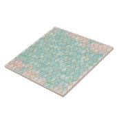 淡いピンクとアクアマロッコンの模様 タイル (側面)