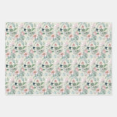 淡いピンクとイエローとグリーンの春の花が咲き誇るウェディング ラッピングペーパーシート (正面2)