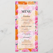 淡いピンクとオレンジの明るいガーデンウェディング メニュー (正面)