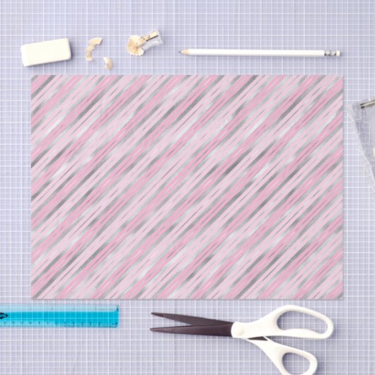 淡いピンクとシルバーのストライプ 薄葉紙 (クラフト)