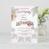 淡いピンクと天の川のバナーフローラ甘い16 BD 招待状 (スタンド正面)