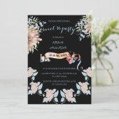 淡いピンクと天の川のバナーフローラ甘い16 BD 招待状 (スタンド正面)