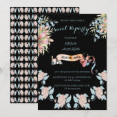 淡いピンクと天の川のバナーフローラ甘い16 BD 招待状 (正面/裏面)