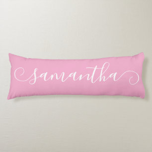 淡いピンクと白かわいいカールの署名名 ボディピロー