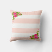 淡いピンクと白に牡丹の花ストライプの クッション (裏面)