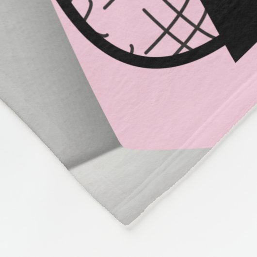 淡いピンクと白のサッカーボールとDIY文字 フリースブランケット (角)