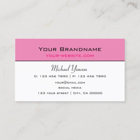 淡いピンクと白のシンプルプロフェッショナル 名刺 (裏面)