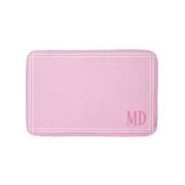 淡いピンクと白のストライプのイニシャル バスマット