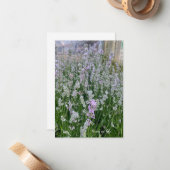 淡いピンクと白のラベンダー植物 ノートカード (正面/裏面インサイチュ)