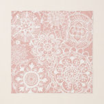 淡いピンクと白の曼荼羅模様 スカーフ<br><div class="desc">この美しいスカーフは、手描きの曼荼羅を淡いピンクと白で描いた美しい模様が特徴です。</div>