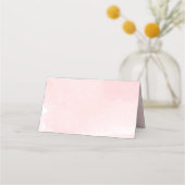 淡いピンクと白の花と緑のエレガント プレイスカード (裏面)
