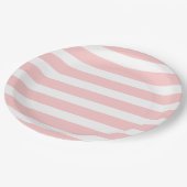 淡いピンクと白ストライプ色 ペーパープレート (アングル)