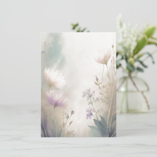 淡いピンクと紫のフローラ空白の結婚の 招待状