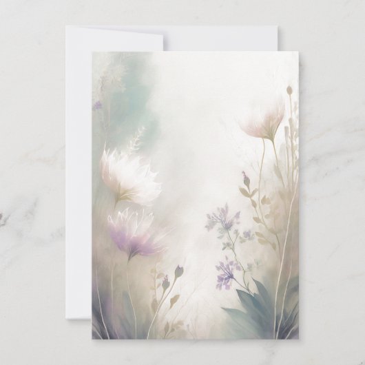 淡いピンクと紫のフローラ空白の結婚の 招待状 (正面)