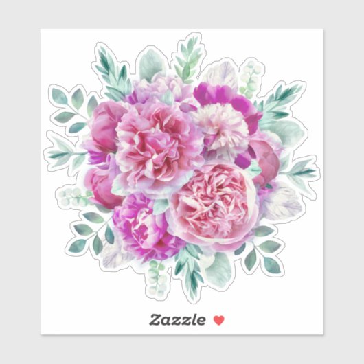 淡いピンクと紫の牡丹 シール (シート)