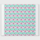 淡いピンクと緑の水彩柄 ラッピングペーパー (フラット)