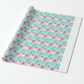 淡いピンクと緑の水彩柄 ラッピングペーパー (アンロールド)