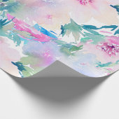 淡いピンクと青の水色の花コラージュ ラッピングペーパー (角)
