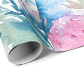 淡いピンクと青の水色の花コラージュ ラッピングペーパー (ロールコーナー)