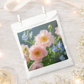 淡いピンクと青の繊細な花 フェイバーバッグ (クリップ留めされた状態)