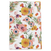 淡いピンクと黄色の花パターン ミディアムペーパーバッグ (正面)