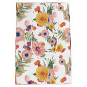 淡いピンクと黄色の花パターン ミディアムペーパーバッグ (裏面)