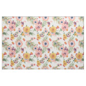 淡いピンクと黄色の花 ファブリック (ヤード)